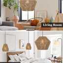 ELYONA 17 Woven Pendant Light, Modern Boho Chandelier Handwoven Rattan Basket Shade, Rustic Pendant Light Fixtures Farmhouse Ceiling Hanging Lamp for Dining Room, Kitchen Bedroom, Entryway, Foyer