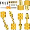 R410A Adapter for Mini Split System Air Conditioner HVAC 5/16” Female to 1/4” Male Flare, R134A Refrigerant Tank Adapter to R12 R22 Adapter, Vacuum Pump Adapter 1/4” to 1/2”