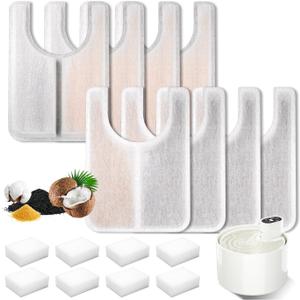 Ceramic Cat Water Fountain Automatic Pet Water Dispenser Pet Drinking Fountain Filters(16 Filter Cartridges + 8 Sponges)