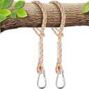 Tree Swing Ropes (Set of 2), 10FT, Tree Swing Straps Hanging Kit Holds 4400 lbs, Heavy Duty Carabiners for All Swings Hammock Playground Set Accessories (10FT (Rainbow)