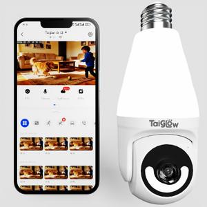 3MP Security Light Bulb Camera - 5G&2.4GHz 2K HD Outdoor Light Socket Camera with LED Bulb, 355 Lightbulb Camera with Motion Detection, Siren Alarm, Two-Way Talk, Night Vision(E26 Base)