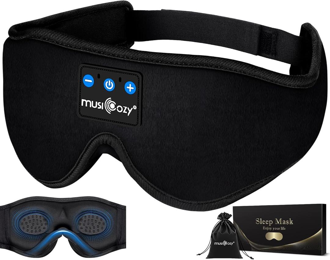 MUSICOZY Sleep Headphones Bluetooth 5.4 Headband Sleeping Eye Mask for Mom Women Men Wireless Music Earbuds Earphones for Side Sleepers Built-in HD Speakers Cool Gadgets Unique Gifts