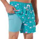 BRISIRA Mens Swim Trunks Bathing Suit 5 Inch Inseam Compression Liner Beach Swim Shorts Swimwear Quick Dry Zipper Pocket (S)