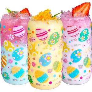 Ciaell 20 Pack Easter Plastic Cups - 16 Oz Plastic Drinking Cups with Easter Eggs - Disposable Party Cup for Beer Iced Coffee Cocktail Soda Milk Smoothie