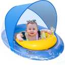 HYRIXDIRECT Baby Pool Float with Canopy Removable 6-36 Months Babies UPF 50+ UV Protection Pool Floats Kids with Swimming Pool Toys and Safety Seat for Beach, Swimming