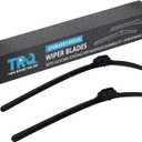 TRQ Premium Windshield Wiper Blades 20 & 24 Inch Silicone Coated & Water Repellent Wipers for Front Windshield Replacement Wiper Blades for Vehicle, Easy-Install Wipers with All-Season Performance