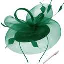 tiggell Fascinators Tea Party Hat for Women, Pillbox Hat with Feather Mesh Veil Headband Clip for Wedding Church Cocktail