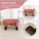 LUE BONA Small Curved Foot Stool with Handle, Pink Velvet Footstool and Ottomans, Modern Foot Rest with Wooden Legs, Step Stool with Padded Seat for Couch, Living Room