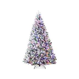 Best Choice Products Pre-Lit Artificial Christmas Tree 7.5ft Snow Flocked Pine Tree, 2-in-1 White and Multicolor LED Lights, Full Snowy Appearance