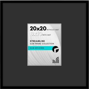 Americanflat 20x20 Poster Frame - Matted to 8x10 - Slim Molding - Black, 20x20 with 8x10 Mat