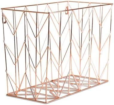U Brands Hanging File Desk Organizer, Wire Metal, Copper/Rose Gold - 854U02-06