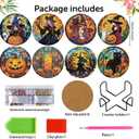 croshom 8 Pieces Halloween Diamond Art Coasters Kit, Halloween Diamond Painting Coasters, Diamonds Art Painting Kits,5D DIY Full Drill Diamonds Arts Kits for Adults Gift & Home Decor