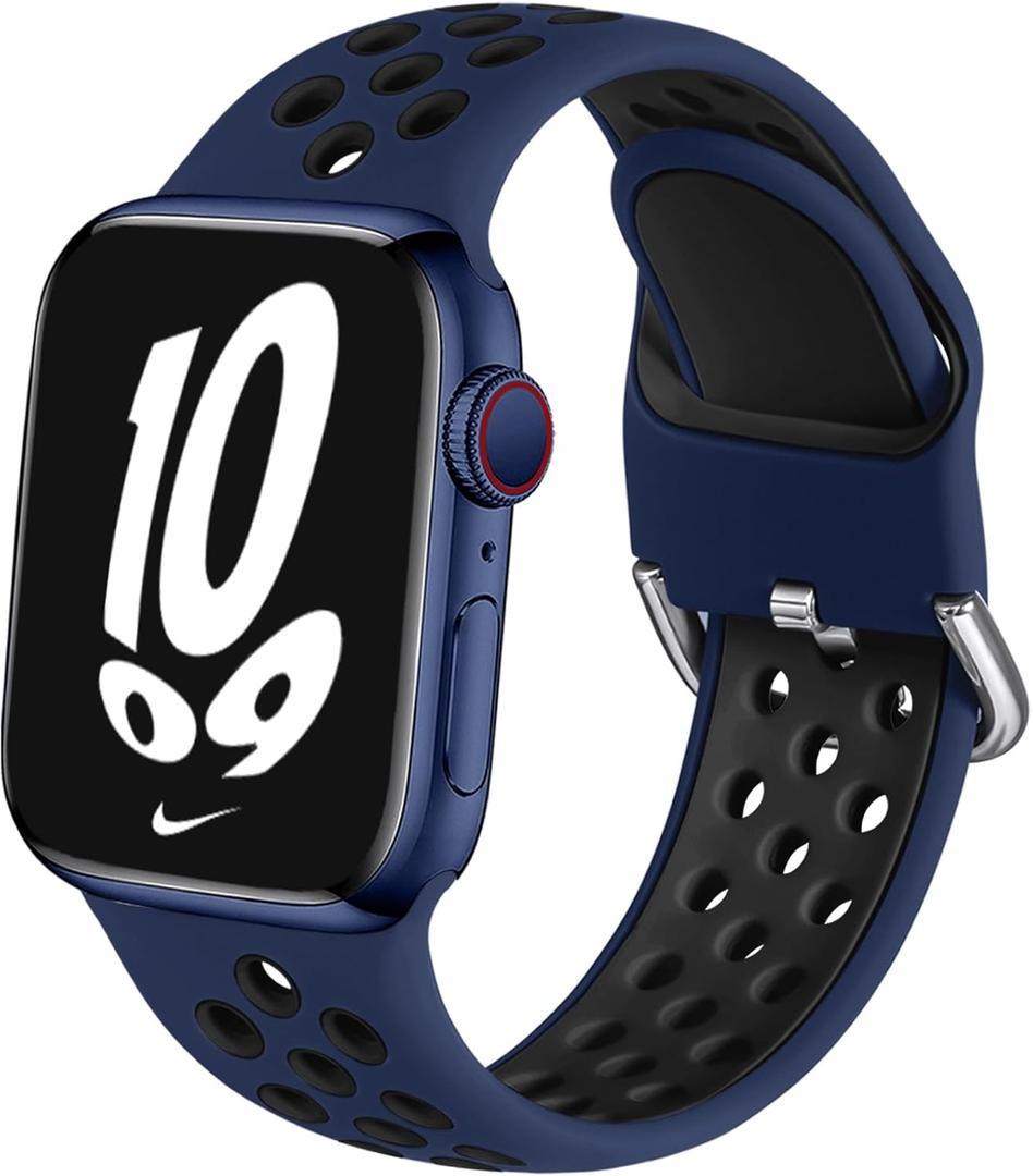 Sport Band Compatible with Apple Watch 42mm 44mm 45mm 46mm 49mm 38mm 40mm 41mm Women Men, Breathable Soft Silicone Replacement Strap For iWatch SE3/2/1 Series 11 10 9 8 7 6 5 4 3 Ultra 3/2/1