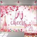 Valentines Day Backdrop Pink Flower Love Heart Glitter Dots Photography Background Valentines Day Party Decoration Supplies (7x5FT210x150cm)