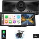 8.1" Portable Wireless Carplay Screen for Car, 2K Dash Cam & 1080P Backup Camera, Touchscreen Car Stereo with Apple Car Play/Android Auto, GPS, Bluetooth, Mirror Link, Voice Control for All Vehicles