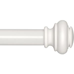 SIMEWIN Heavy Duty White Curtain Rods, 1 Inch Diameter, 28 to 48 Inch, Classic Finials, Iron, Wall Mounted, Color-treated, Wear-resistant Coating