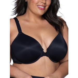 Vanity Fair Women's Full Figure Front Closure Bra, Beauty Back Smoothing, Lightly Lined Cups up to DDD (44C, Black)