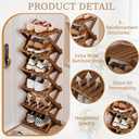 Comeon Bamboo Shoe Rack, Foldable Vertical Shoe Rack for Front Door Entrance Narrow Shoe Organizer Small Shoe Shelf for Entryway Shoe Storage Closet Multi-Tier (Brown Colors,6 Layers)