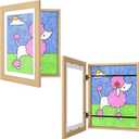 2 Pack Kids Artwork Frame - Natural Woodgrain, 10x12.5 & 8.5x11, Changeable Front Opening, Holds Crafts, Drawing, Art Project, Schoolwork