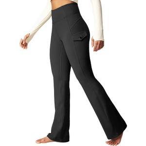 Heathyoga Cargo Sweatpants for Women Waterproof Hiking Pants Women Fleece Lined Pants Bootcut Winter Pants Warm Outdoor (Medium, Black)