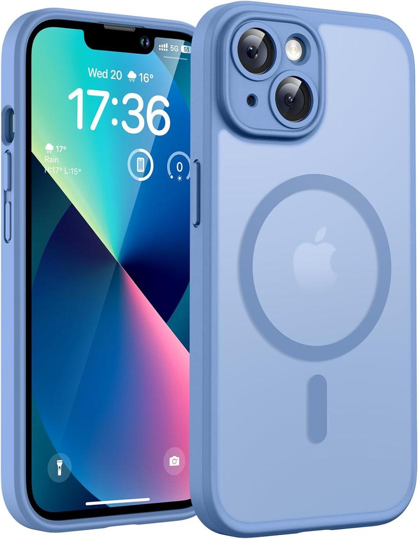 TOCOL for iPhone 13 Case, Full Camera Protection, Compatible with Magsafe, Drop Protection, Translucent Magnetic Matte Phone Case for iPhone 13 6.1 inch (Light Blue)