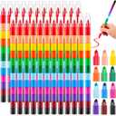24 Stackable Crayons, Buildable DIY Crayons for Classroom & Office, Rainbow Colors
