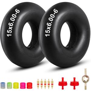 15x6.00-6" Inner Tubes 2-Pack Heavy Duty with TR14 Straight Valve Stem Premium Replacement 6.00/6.50-6 Lawn Mower ATVs Go Karts Golf Carts Razor Dirt Quad Wheelbarrow Snow Blowers (2)