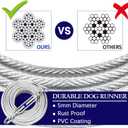 Dog Tie Out Runner for Yard,Trolley System for Large Dogs,Heavy Duty Dog Run Cable Lead 50ft with 10ft Pulley Runner Line for Small Medium and Large Dogs Up to 250lbs Running Outside Yard or Camping