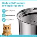 Tomxcute Cat Water Fountain, 3.2L/108oz Automatic Stainless Steel Pet Fountain Dog Water Dispenser, Ultra-Quiet Pump and 3 Replacement Filters & for Cats, Dogs, Multiple Pets