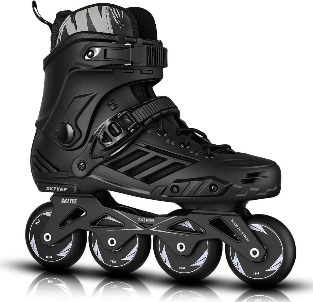 Inline Skates for Women Men, High Performance Roller Skates Blades Adult Male Female, Professional Skates for Outdoor Fitness & Beginners, Washable Liner, 85A PU Wheels, Black, MEN 5-6/WOMEN 6-7