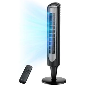 Pelonis 36-Inch Tower Fan for Bedroom  Oscillating Tower Fan with Remote Control  Indoor Quiet Fan with 3 Speeds, 4 Modes and 15-Hour Timer  ETL Certified (Black)