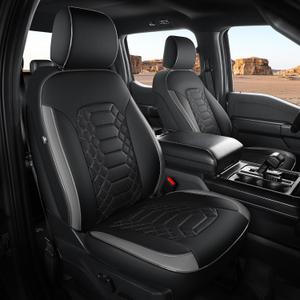Seat Covers for Ford F150 2015-2026 SuperCrew & Ford F250 F350 F450 Super Duty 2017-2026 Crew Cab, Faux Leather Waterproof Pickup Truck Seat Covers (5 Seats) Interior Accessories