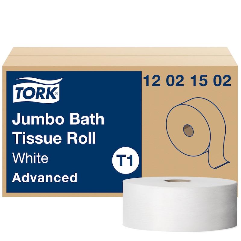 Tork 12021502 Advanced Jumbo Roll 2-Ply Toilet Tissue, White