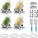 4 Pack Wide Mouth Sprouting Jar Kit, Lids, Stands, Trays & Cleaning Brushes