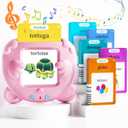 Spanish & English Talking Flash Cards for Toddlers, 510 Sight Words Bilingual Pink Educational Toys for Girls, Autism Sensory Speech Therapy Toys, Espaola Pocket Vocabulary Learning for Kids