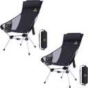 Nice C Ultralight High Back Folding Camping Chair, Collapsible Backpacking Chair, Compact & Heavy Duty Outdoor, Travel, Picnic, Festival with 2 Side Pockets, Pillow &Carry Bag (Set of 2 Black)