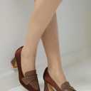 Women's Chunky Block Low Heels Pumps Stitching Retro Work Office Dress Shoes, Size 7
