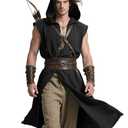 Joukavor Medieval Sleeveless Surcoat Renaissance Tabard for Men Halloween LARP (Black, M)