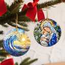 Christmas Ornaments, 2.8 Inch Ceramic Religious Ornament, Christmas Tree Ornaments, Xmas Decorations, Holiday Decorations, Christian Gifts, Religious Gift, Holiday Party Gifts, and Xmas Gift Ideas