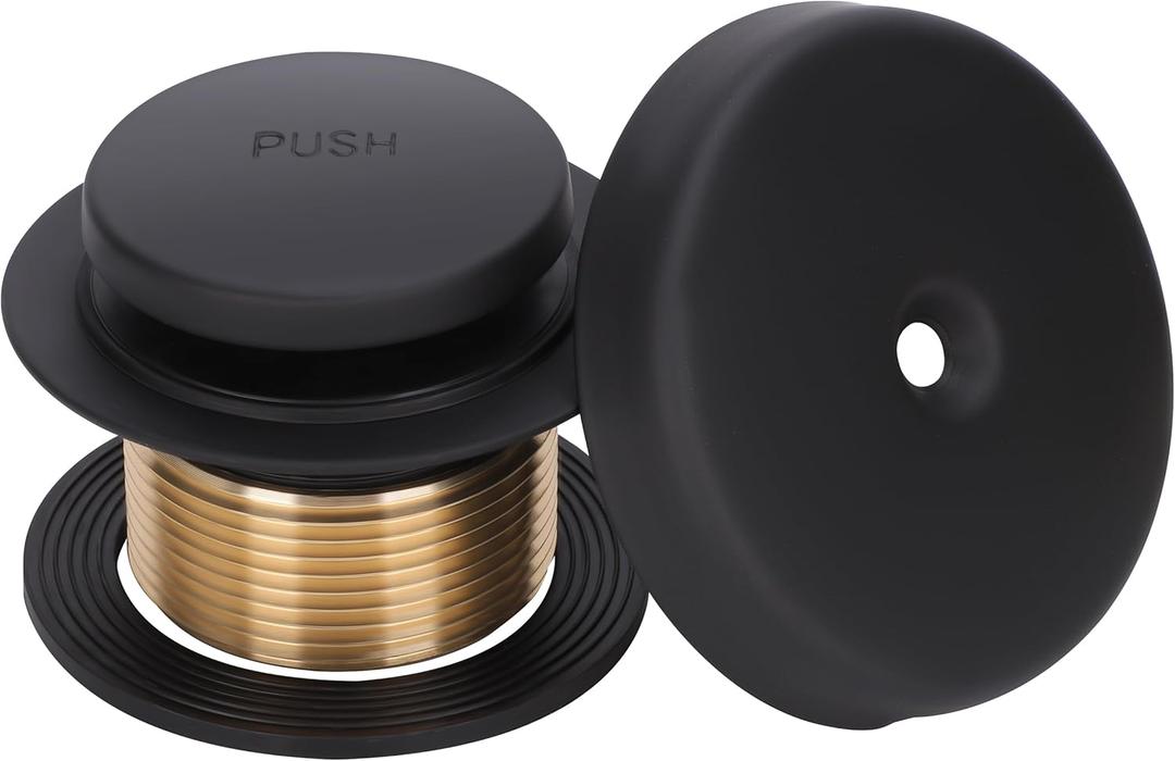 PRIMSOPH Tip-Toe Tub Drain Trim Kit with One Hole Overflow Faceplate Conversion Kit Assembly Universal Fine Coarse Thread Replacement Matte Black