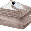Bedsure Electric Blanket Twin with Preheat Function - Soft Flannel Heated Blanket Twin Size, Fast Heating with 6 Time Settings (Up to 10H) & 6 Heat Settings, Gifts for Grandma (62x84 inches, Taupe)