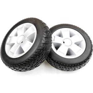Mobility scooter replacement wheel,10.4"x3.6" Flat-Free Front Wheel 5-Spoke Rim for Victory 10,Victory LX Sport etc Mobility Scooters (WHLASMB1819),W/bearing, Silver+Black, 1Pr