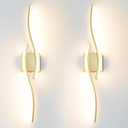 Modern Gold Wall Light Fixture Set of 2, RC Dimmable LED Wall Light Indoor, LED Wall Decor for Hallway Bedroom Living Room TV Wall, Hardwired Wall Sconce with Remote Control, 27.56" in, Timer, Memory