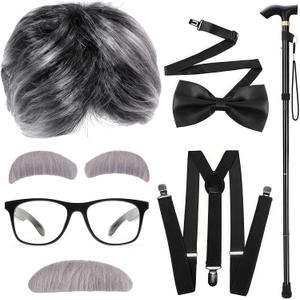 Yaliuliu Old Man Costume for Kids and Boys  100 Days of School Costume Boys Dress Up, Grandpa Costume