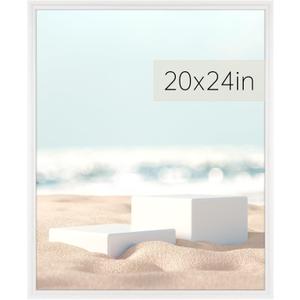 GULETHUN 20x24 Picture Frame, White Poster Frame, Home Decor Natural Gallery Frames, Horizontal or Vertical Format, Sturdy, Plexiglass, Large Wall Decor, for Photos, Artworks, Posters (20x24in)