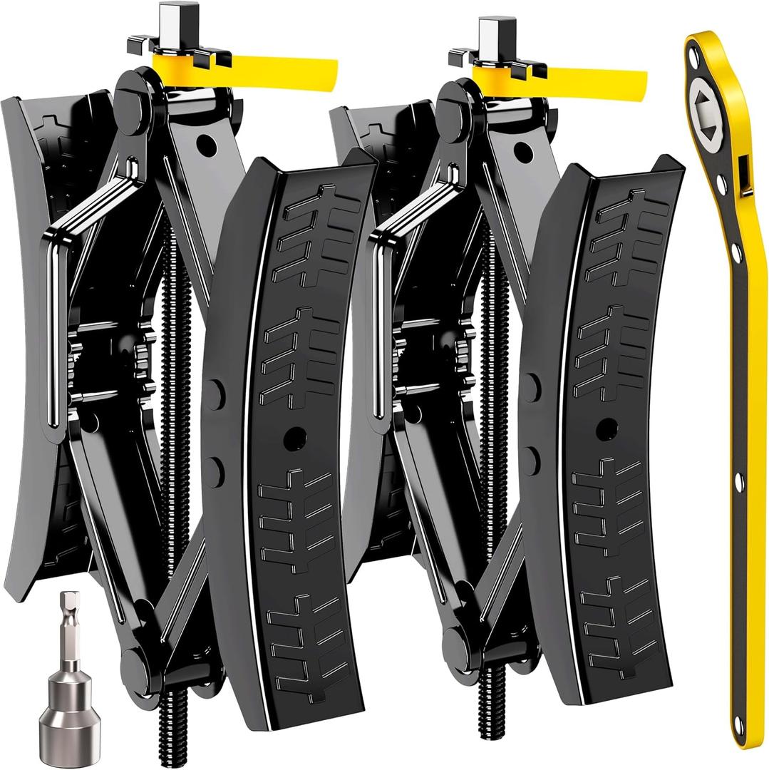 CircleRoad Camper Wheel Chock Stabilizer 2 Sets, Upgraded Side Grain Heavy Duty X-Shaped Stabilizer Wheel Chock RV Travel Trailer Accessories Anti-Move Anti Rust Coating Tire Chalks