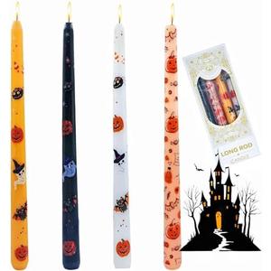 Halloween Candles 4-Pack,Scary Wax Candles for Decor,Pumpkin & Skull Design,Paper Box Gift Set,Perfect for Haunted House,Party,Table Centerpiece,Candle Decor Pack of 3