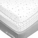 American Baby Company 3 Pack 100% Natural Cotton Fitted Mini Crib Sheets 38" x 24" - Soft & Breathable Small Nesting Portable Sheets, Fits Pack N Play Mattresses, Gray Star/Zigzag, for Boys & Girls