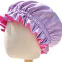 AKISS Baby Infant Newborn Toddler Satin Silk Hair Bonnet for Baby Girl Boy Sleeping Kids Cap Hat (0-3 Months, Fuchsia + Lavender)