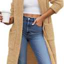 BTFBM Long Cardigans for Women Trendy Fall 2025 Open Front Long Sleeve Oversized Sweaters Casual Knit Winter Coats (Beige, L)